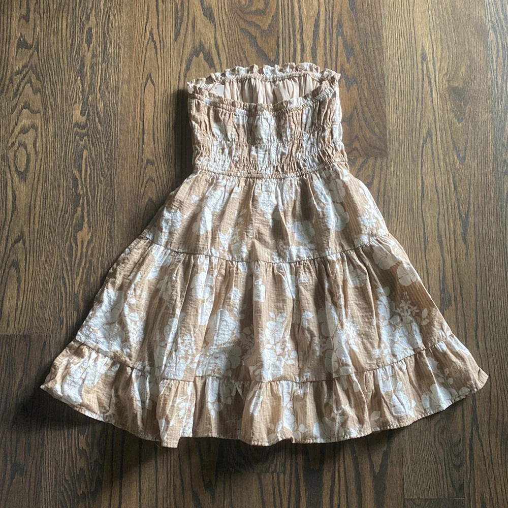 Aeropostale Strapless Brown Floral Dress - Picture 2 of 5